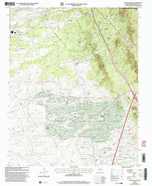 Classic USGS Seton Village New Mexico 7.5'x7.5' Topo Map Image