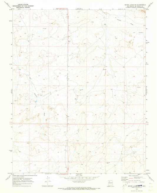 Classic USGS Seven Lakes NW New Mexico 7.5'x7.5' Topo Map Image