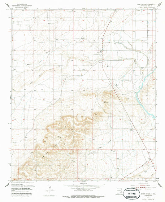 Classic USGS Seven Rivers New Mexico 7.5'x7.5' Topo Map Image