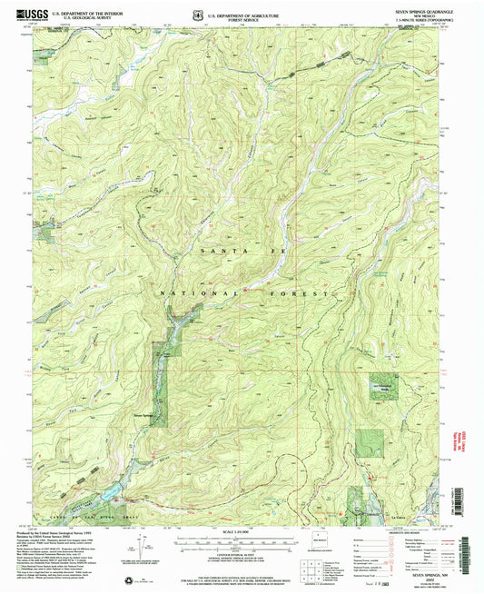 Classic USGS Seven Springs New Mexico 7.5'x7.5' Topo Map Image