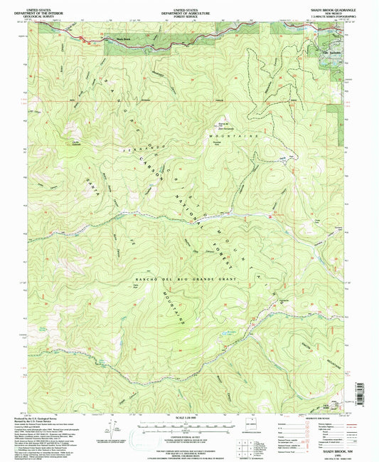 Classic USGS Shady Brook New Mexico 7.5'x7.5' Topo Map Image