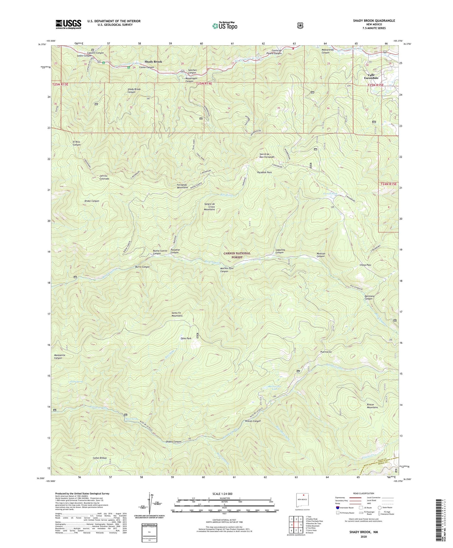 Shady Brook New Mexico US Topo Map Image