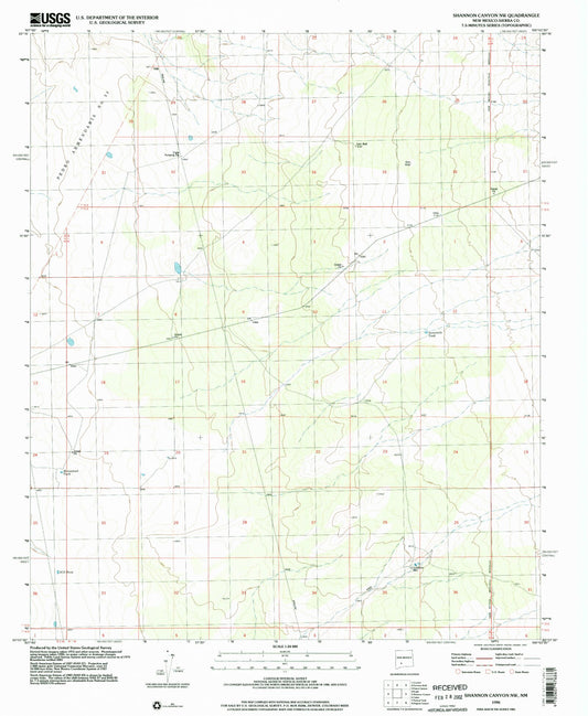 Classic USGS Shannon Canyon NW New Mexico 7.5'x7.5' Topo Map Image