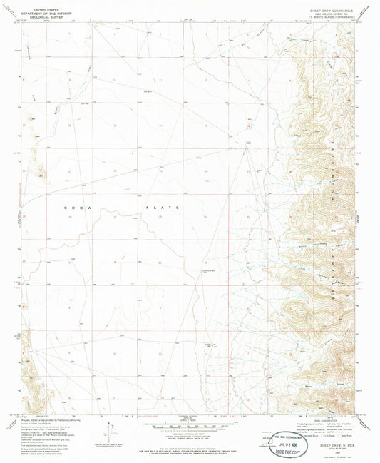 Classic USGS Sheep Draw New Mexico 7.5'x7.5' Topo Map Image