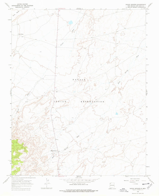 Classic USGS Sheep Springs New Mexico 7.5'x7.5' Topo Map Image