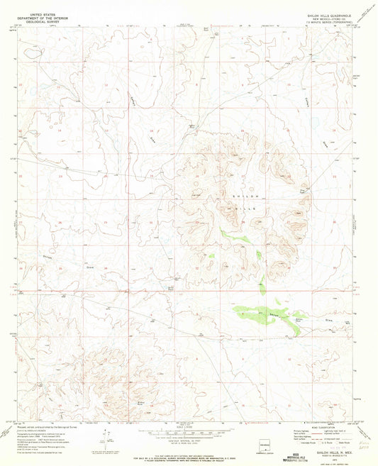 Classic USGS Shiloh Hills New Mexico 7.5'x7.5' Topo Map Image