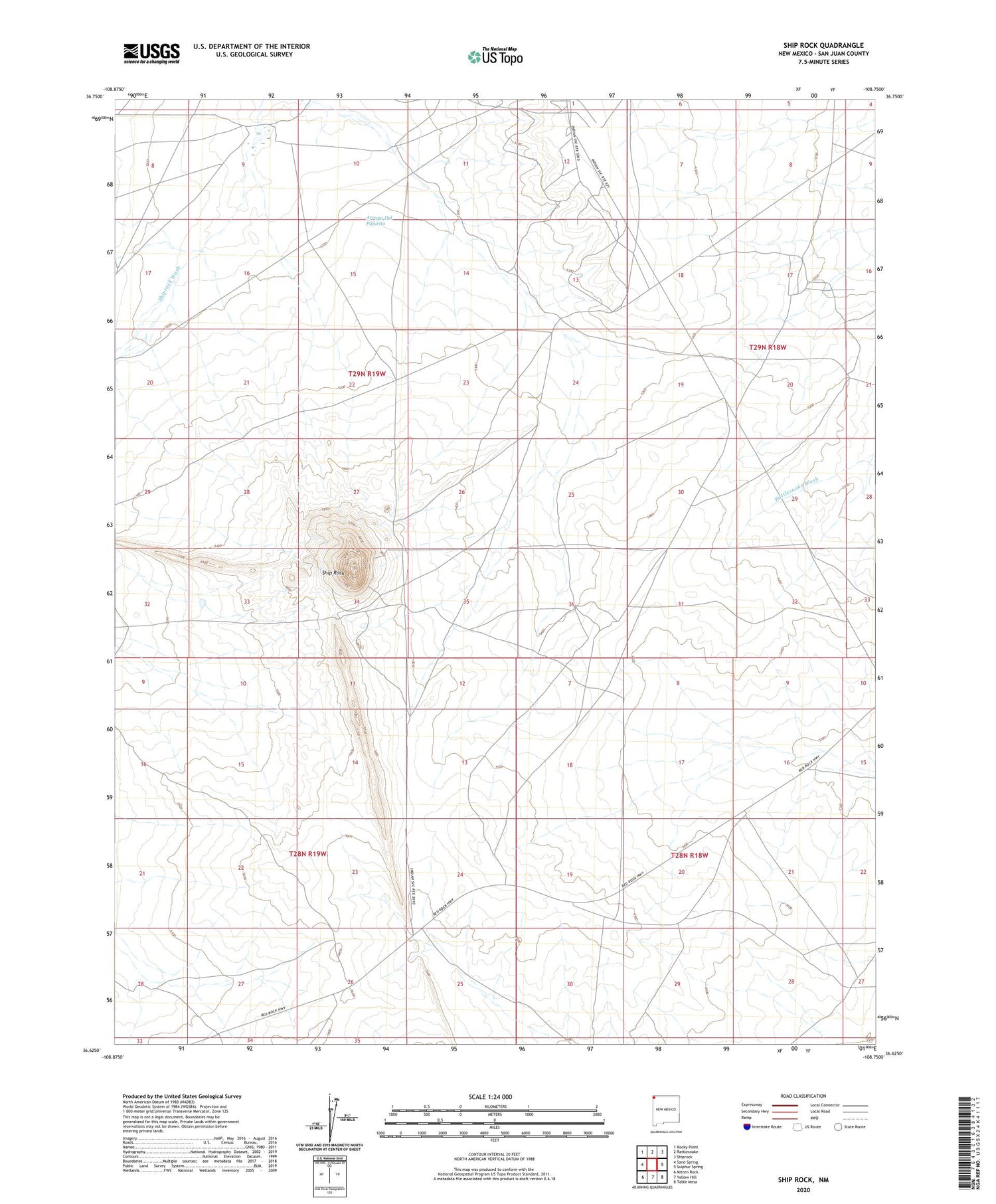 Ship Rock New Mexico US Topo Map Image