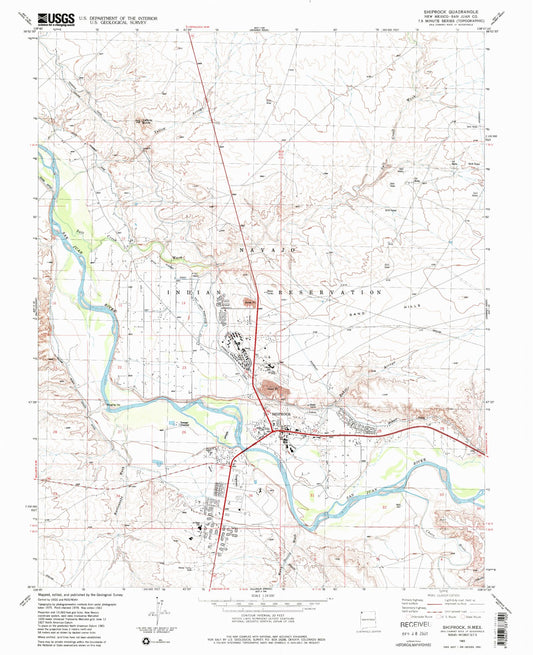 Classic USGS Shiprock New Mexico 7.5'x7.5' Topo Map Image