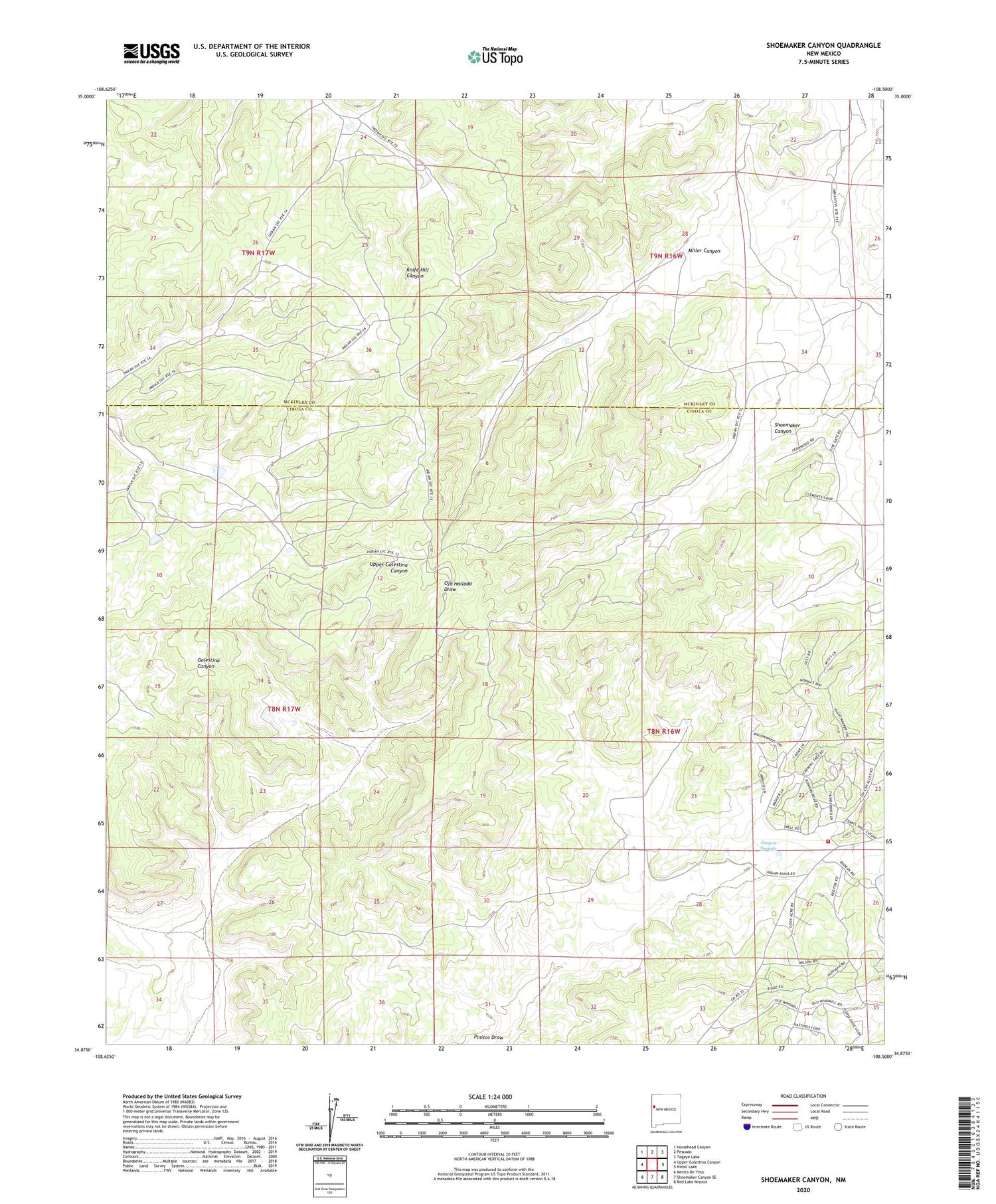 Shoemaker Canyon New Mexico US Topo Map Image