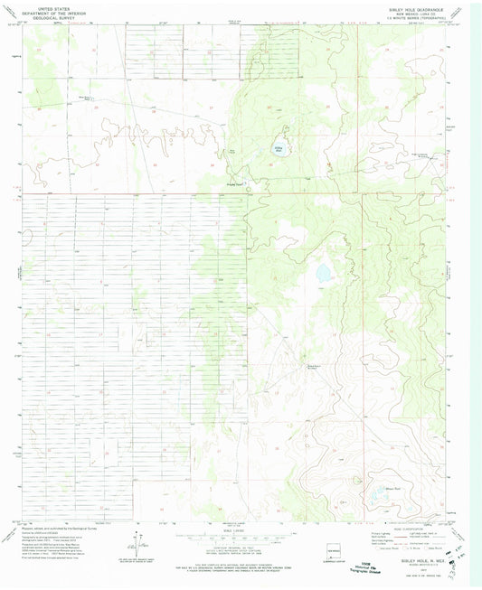 Classic USGS Sibley Hole New Mexico 7.5'x7.5' Topo Map Image