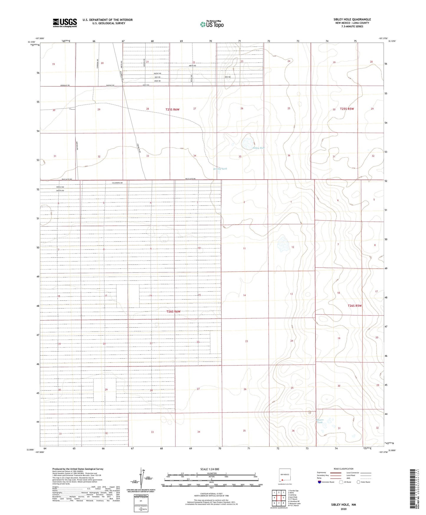 Sibley Hole New Mexico US Topo Map Image