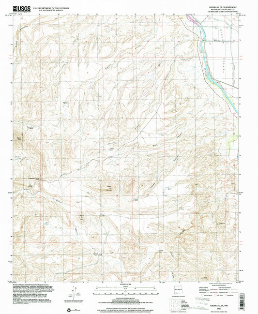 Classic USGS Sierra Alta New Mexico 7.5'x7.5' Topo Map Image