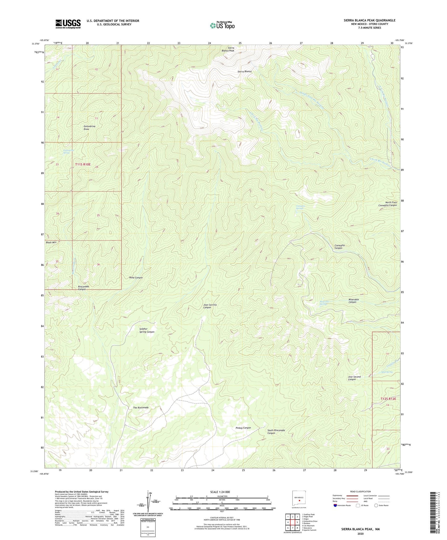 Sierra Blanca Peak New Mexico US Topo Map Image