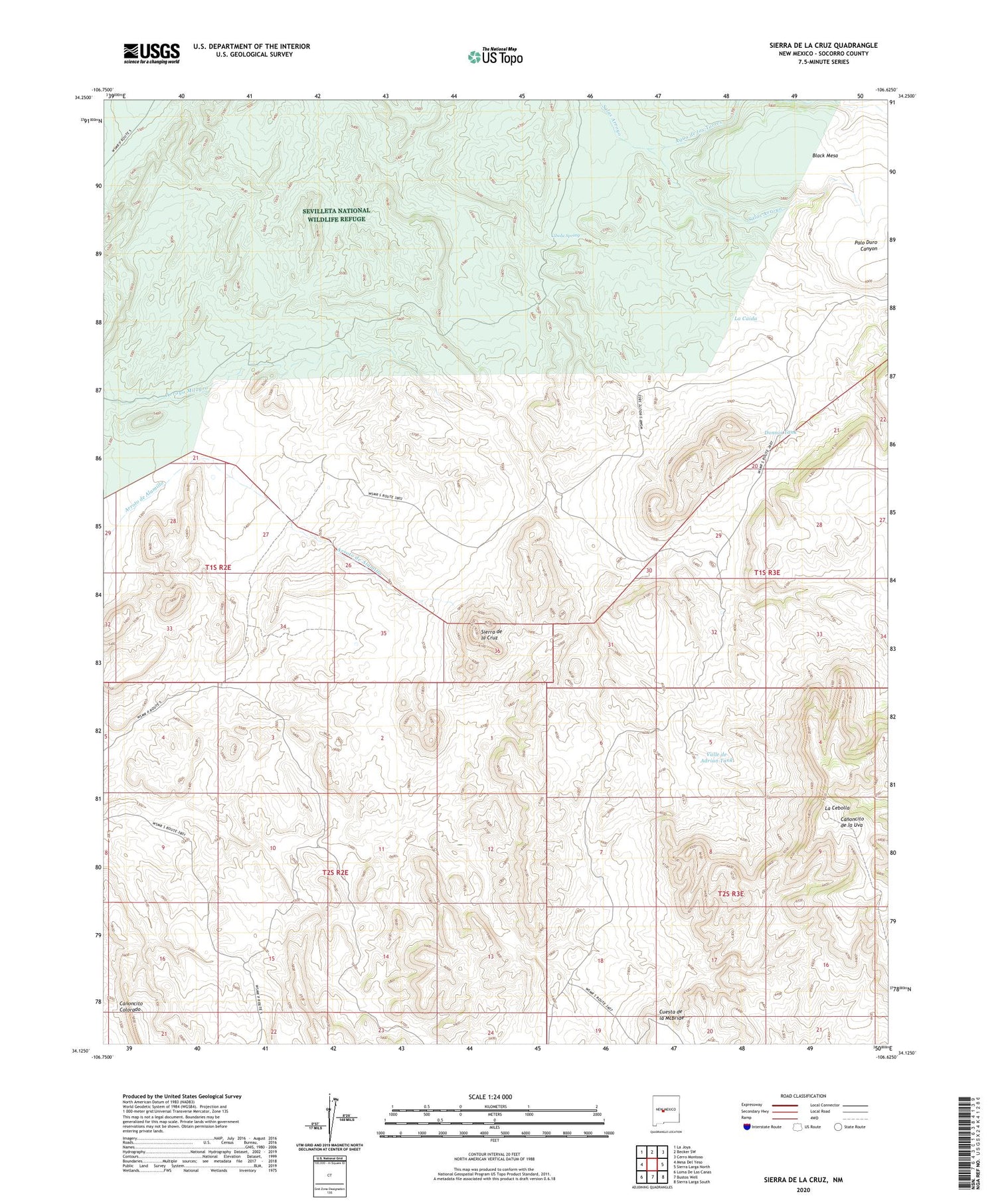 Sierra De La Cruz New Mexico US Topo Map Image
