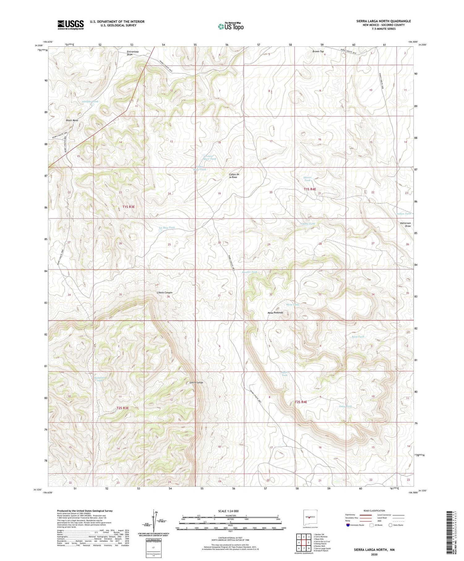 Sierra Larga North New Mexico US Topo Map Image