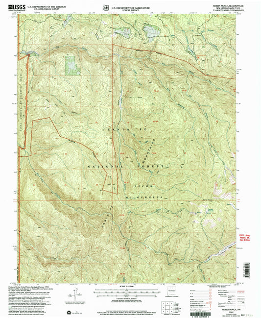 Classic USGS Sierra Mosca New Mexico 7.5'x7.5' Topo Map Image