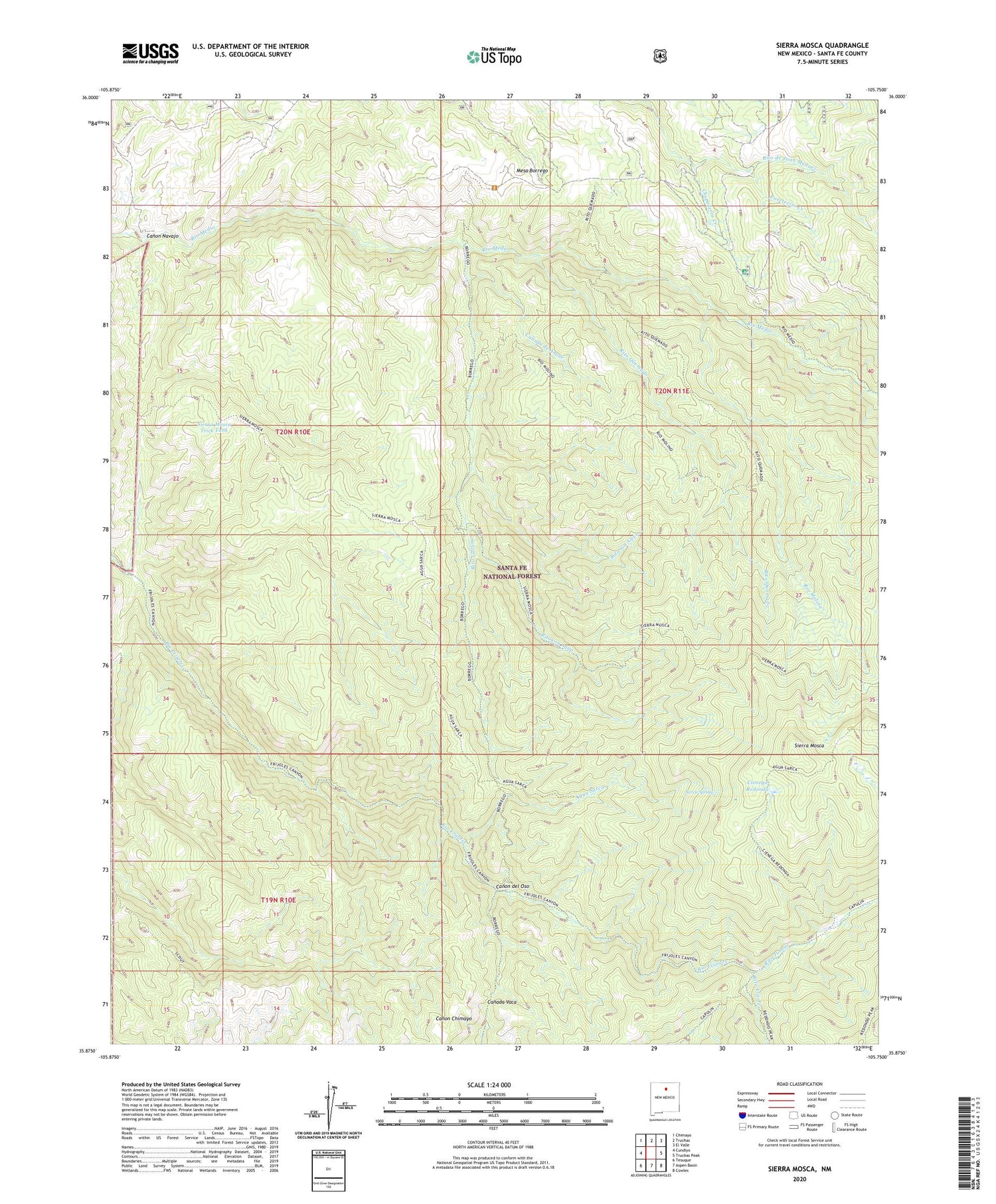 Sierra Mosca New Mexico US Topo Map Image