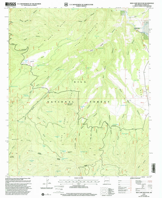 Classic USGS Sign Camp Mountain New Mexico 7.5'x7.5' Topo Map Image