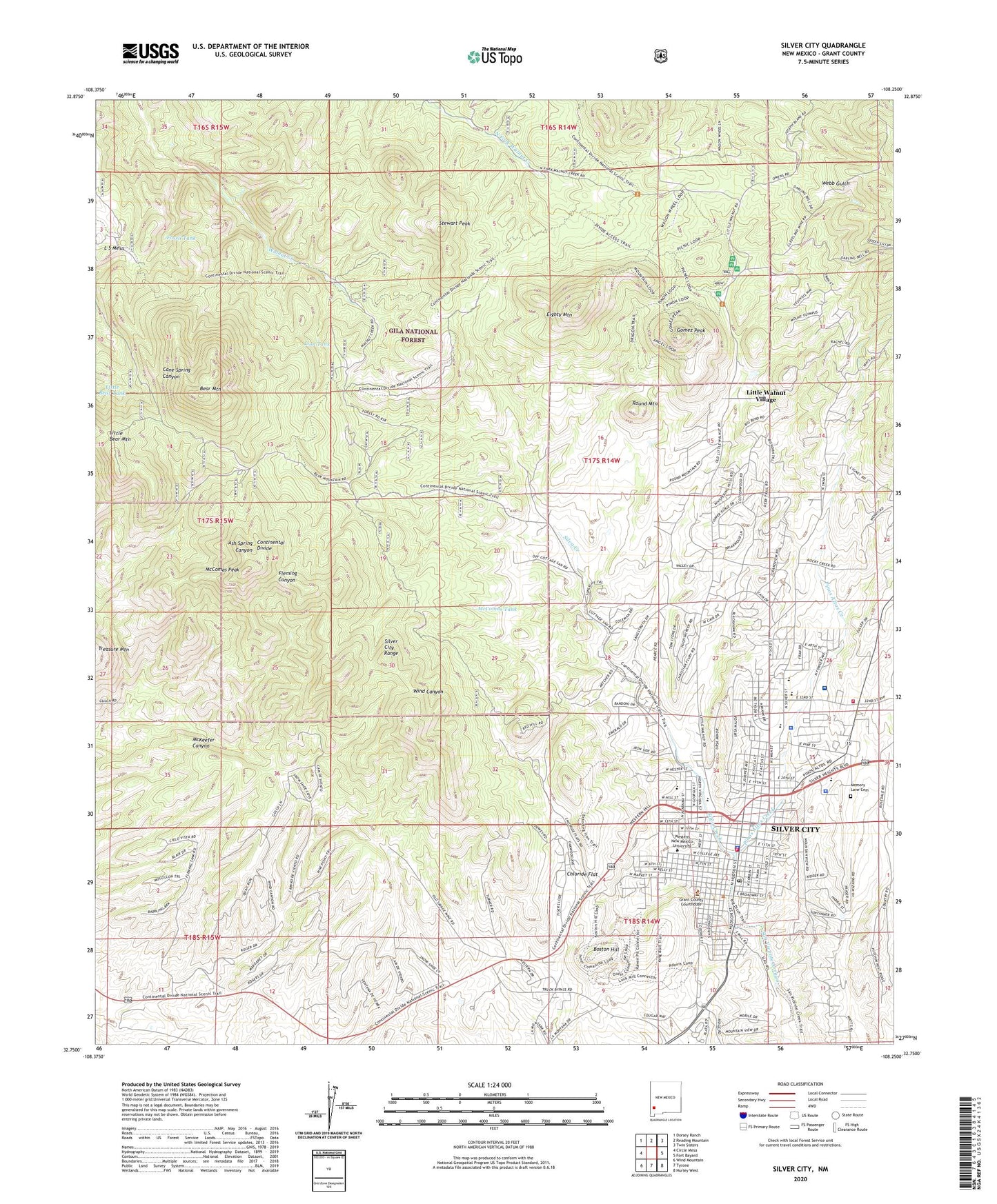 Silver City New Mexico US Topo Map Image