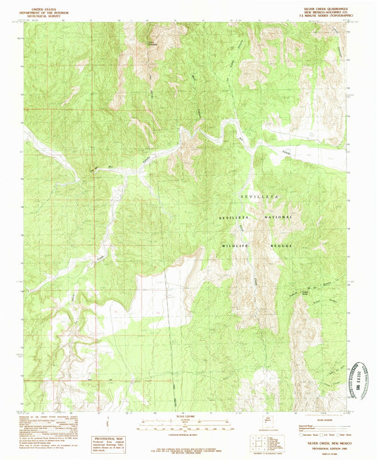 Classic USGS Silver Creek New Mexico 7.5'x7.5' Topo Map Image