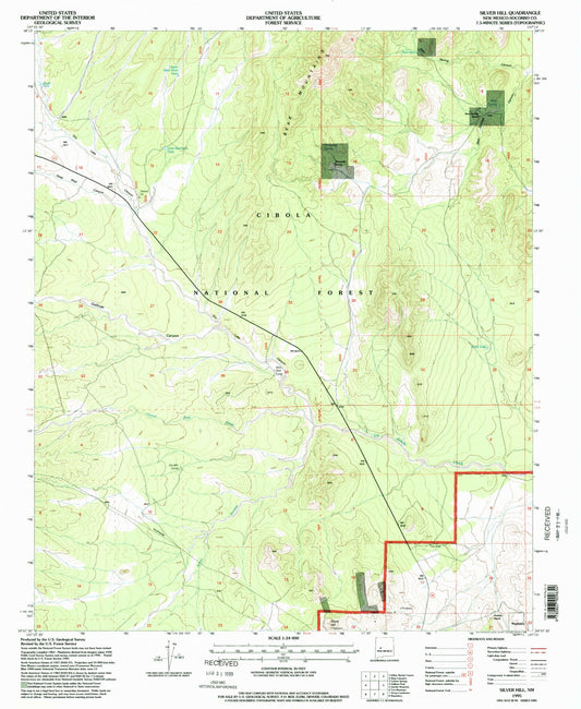 Classic USGS Silver Hill New Mexico 7.5'x7.5' Topo Map Image