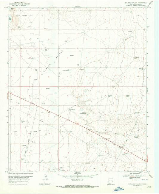 Classic USGS Simanola Valley New Mexico 7.5'x7.5' Topo Map Image