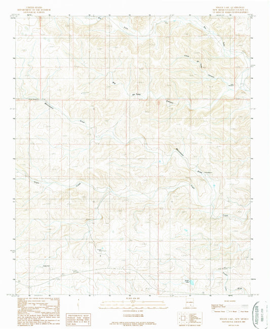 Classic USGS Singer Lake New Mexico 7.5'x7.5' Topo Map Image