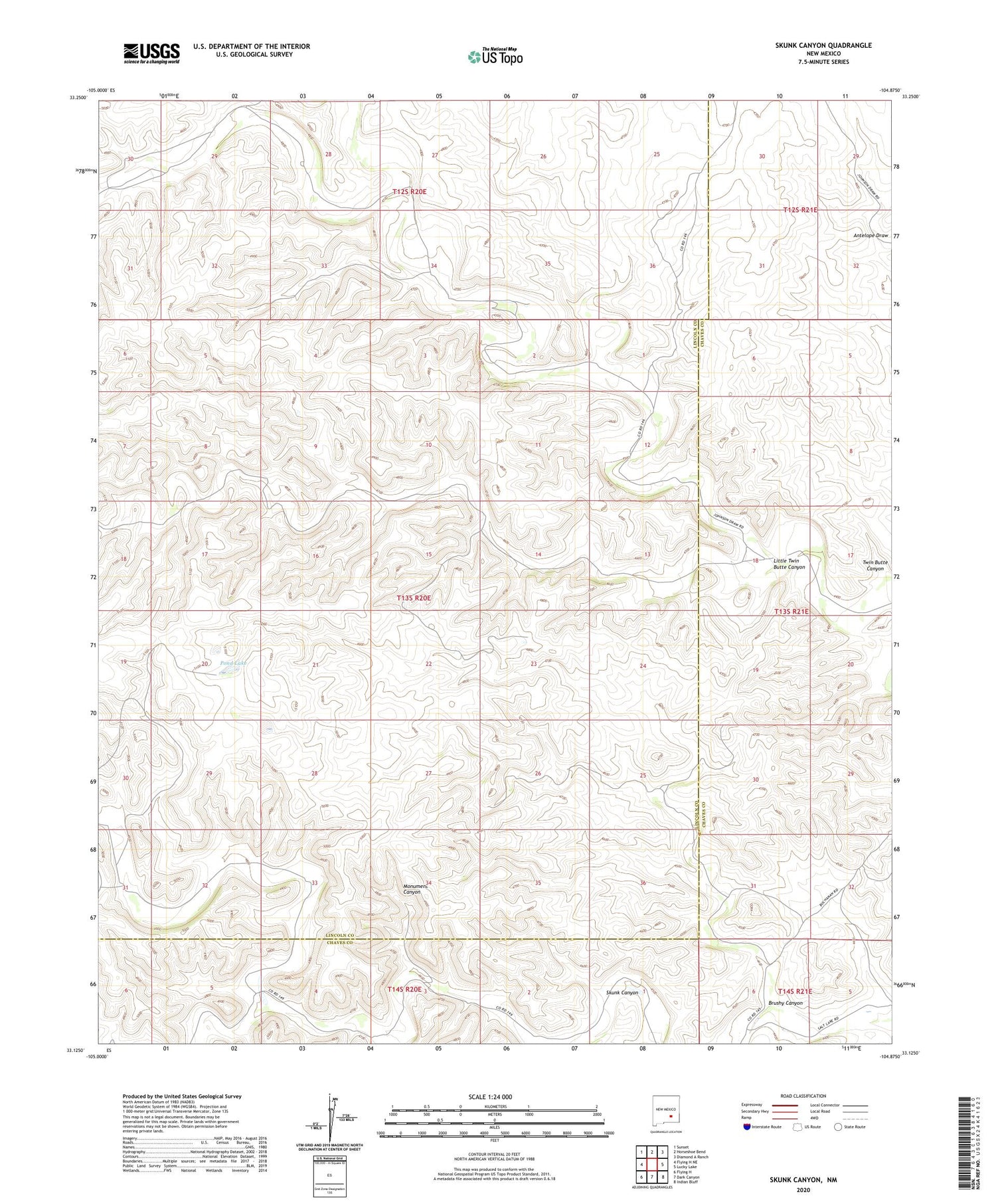 Skunk Canyon New Mexico US Topo Map Image