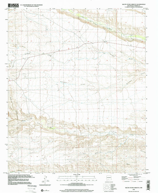 Classic USGS Skute Stone Arroyo New Mexico 7.5'x7.5' Topo Map Image