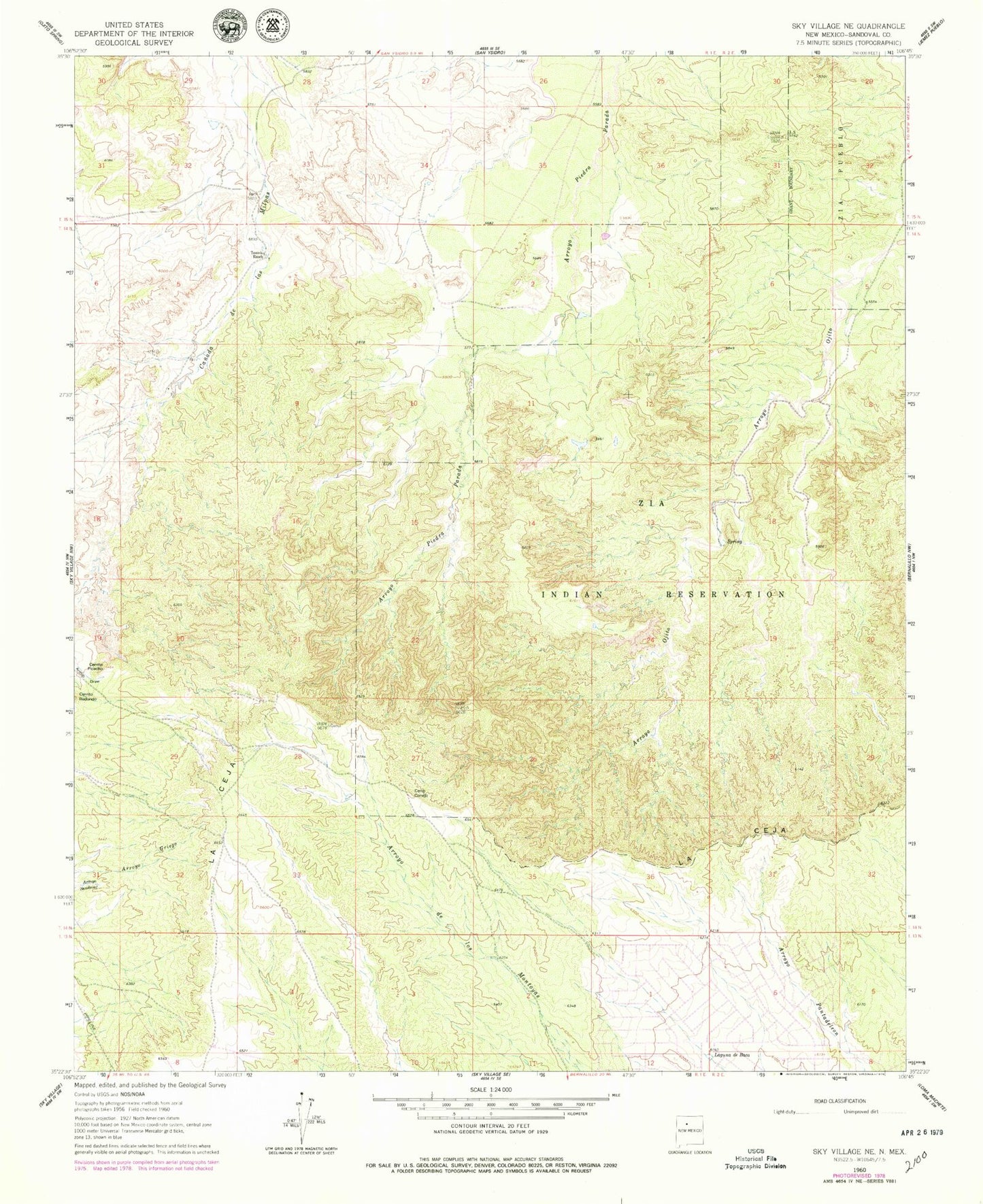 Classic USGS Cerro Conejo New Mexico 7.5'x7.5' Topo Map Image