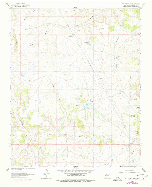 Classic USGS Collier Draw New Mexico 7.5'x7.5' Topo Map Image