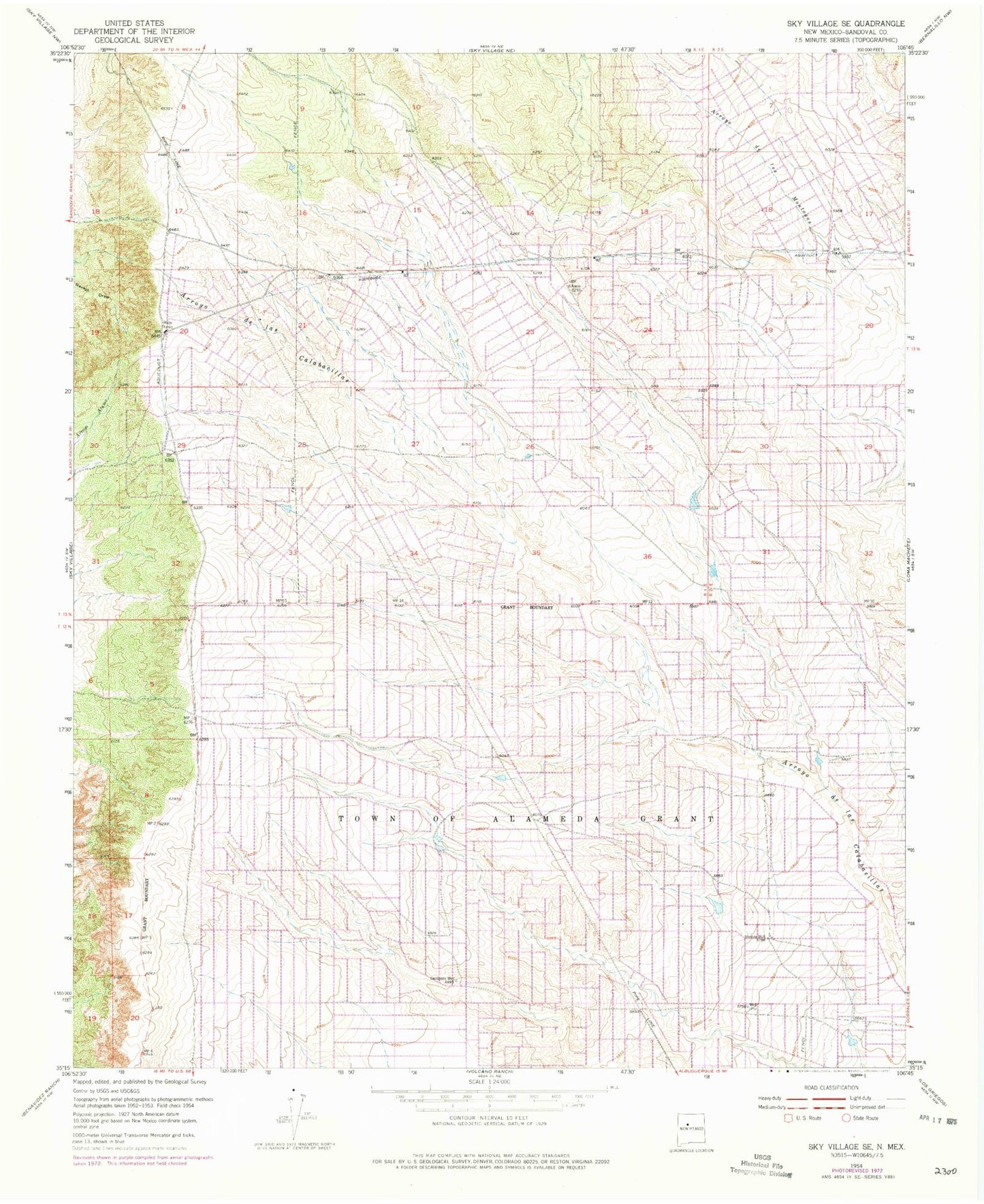 Classic USGS Arroyo de las Calabacillas New Mexico 7.5'x7.5' Topo Map Image