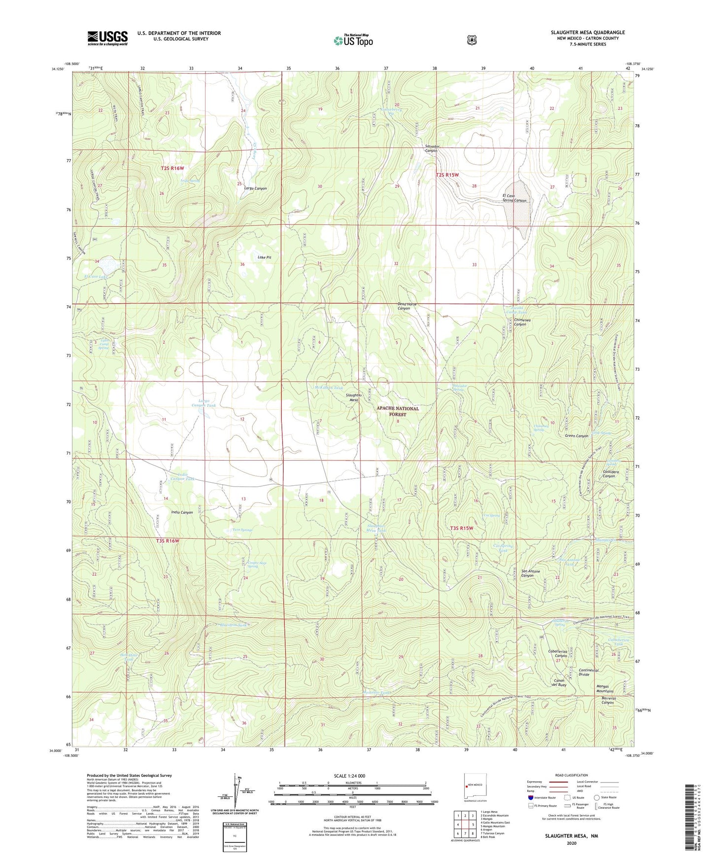 Slaughter Mesa New Mexico US Topo Map Image
