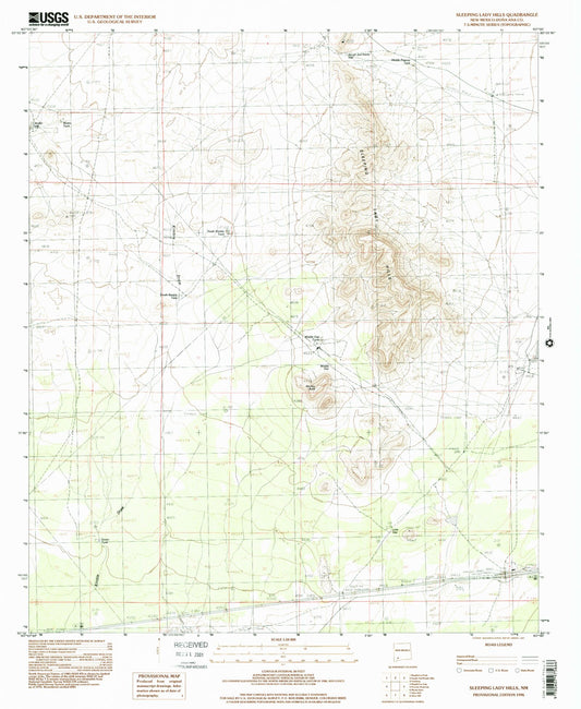 Classic USGS Sleeping Lady Hills New Mexico 7.5'x7.5' Topo Map Image