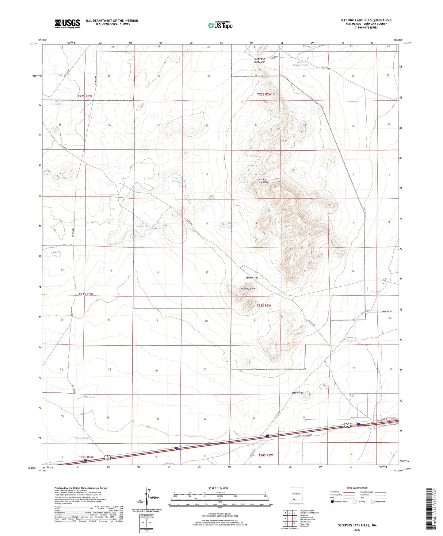 Sleeping Lady Hills New Mexico US Topo Map Image