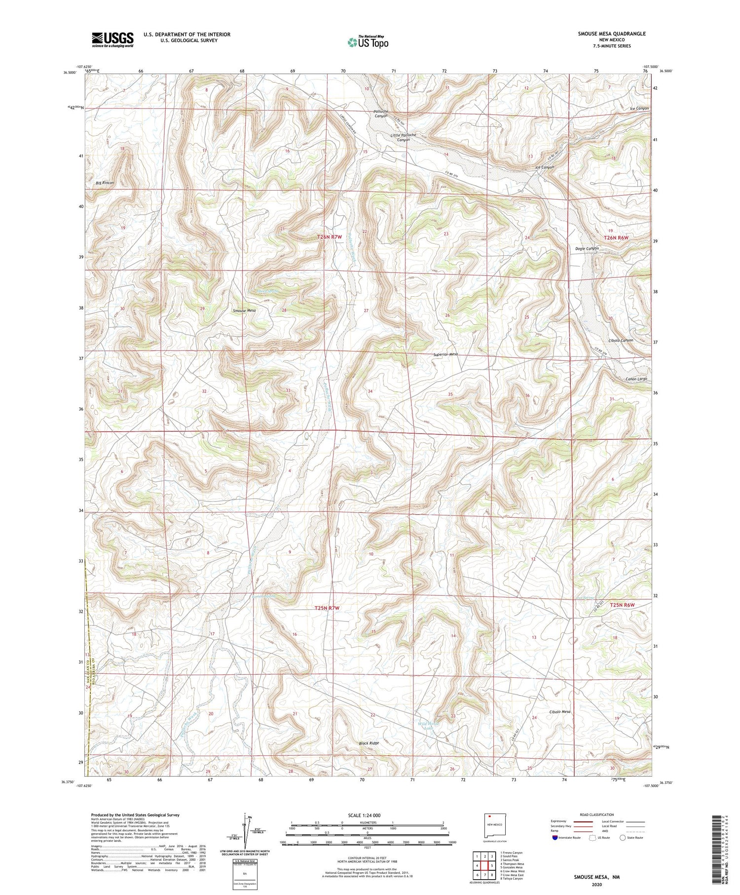 Smouse Mesa New Mexico US Topo Map Image