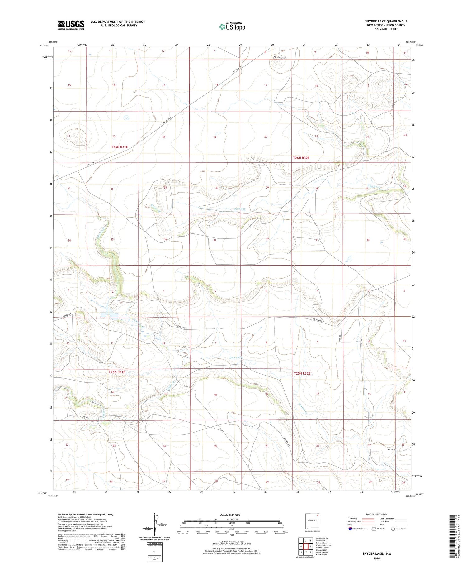 Snyder Lake New Mexico US Topo Map Image