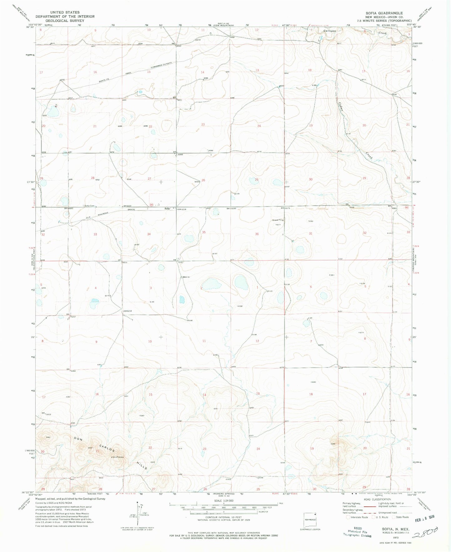Classic USGS Sofia New Mexico 7.5'x7.5' Topo Map Image