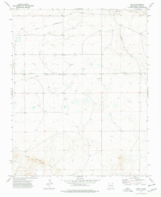 Classic USGS Sofia New Mexico 7.5'x7.5' Topo Map Image