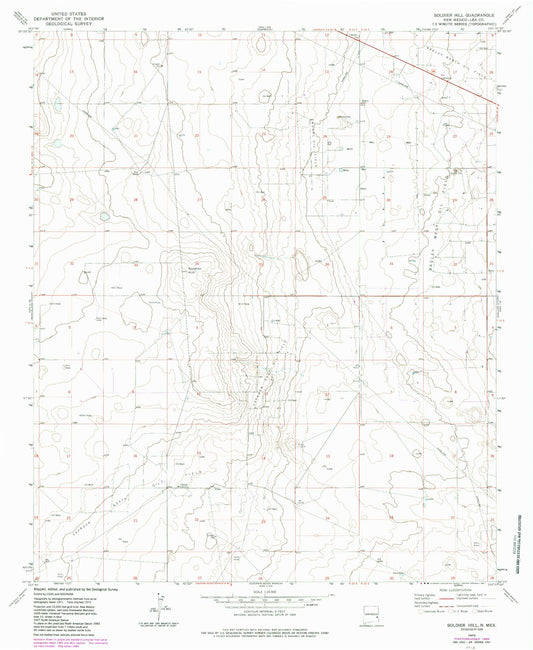 Classic USGS Soldier Hill New Mexico 7.5'x7.5' Topo Map Image