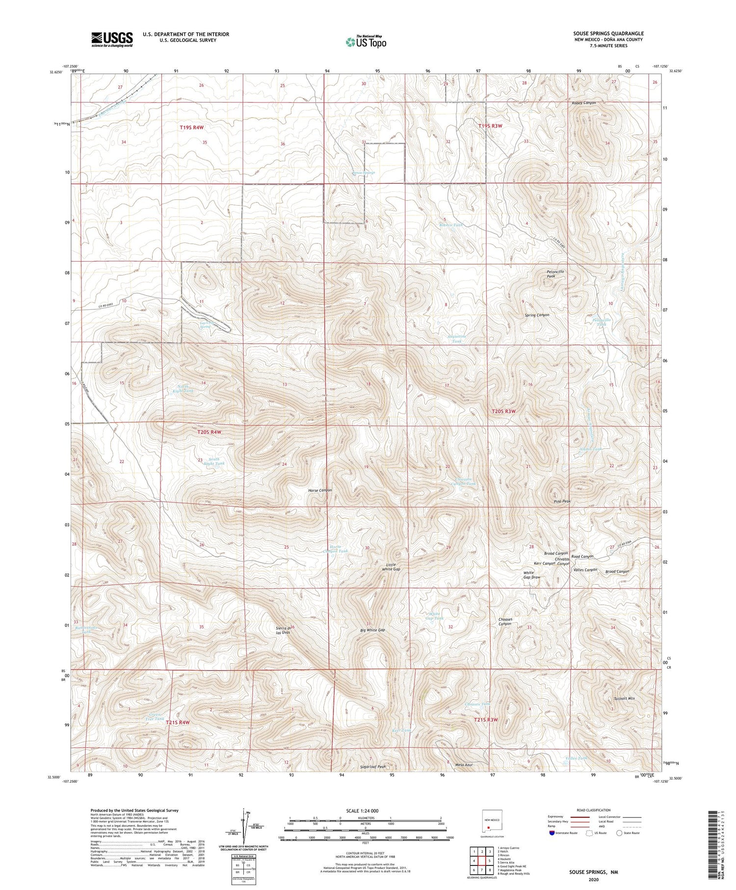 Souse Springs New Mexico US Topo Map Image