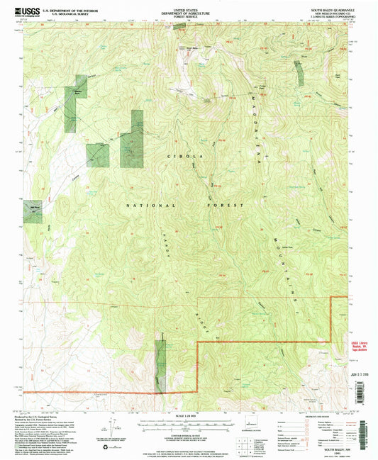 Classic USGS South Baldy New Mexico 7.5'x7.5' Topo Map Image