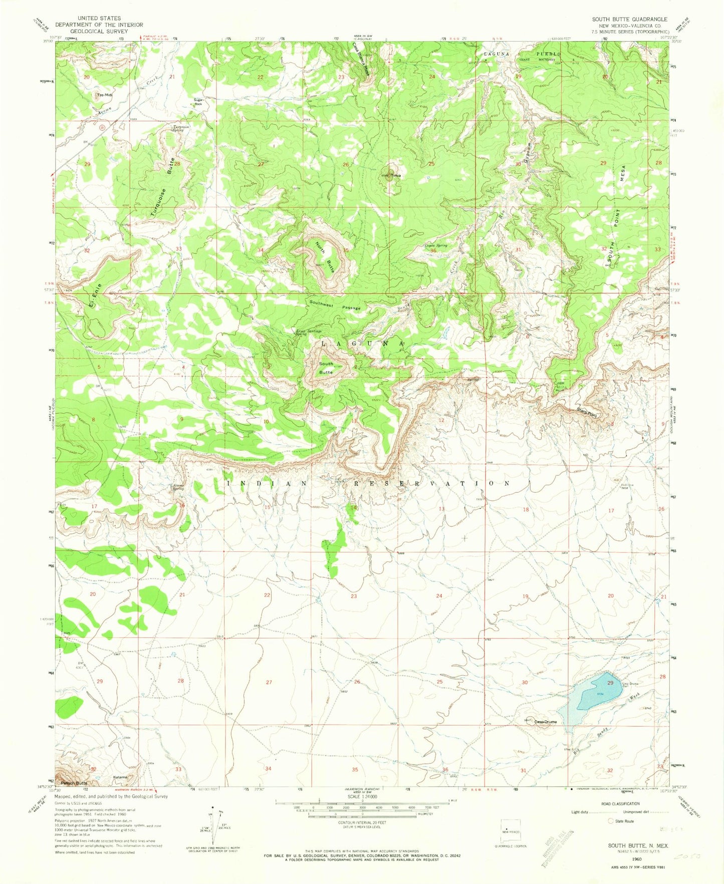 Classic USGS South Butte New Mexico 7.5'x7.5' Topo Map Image