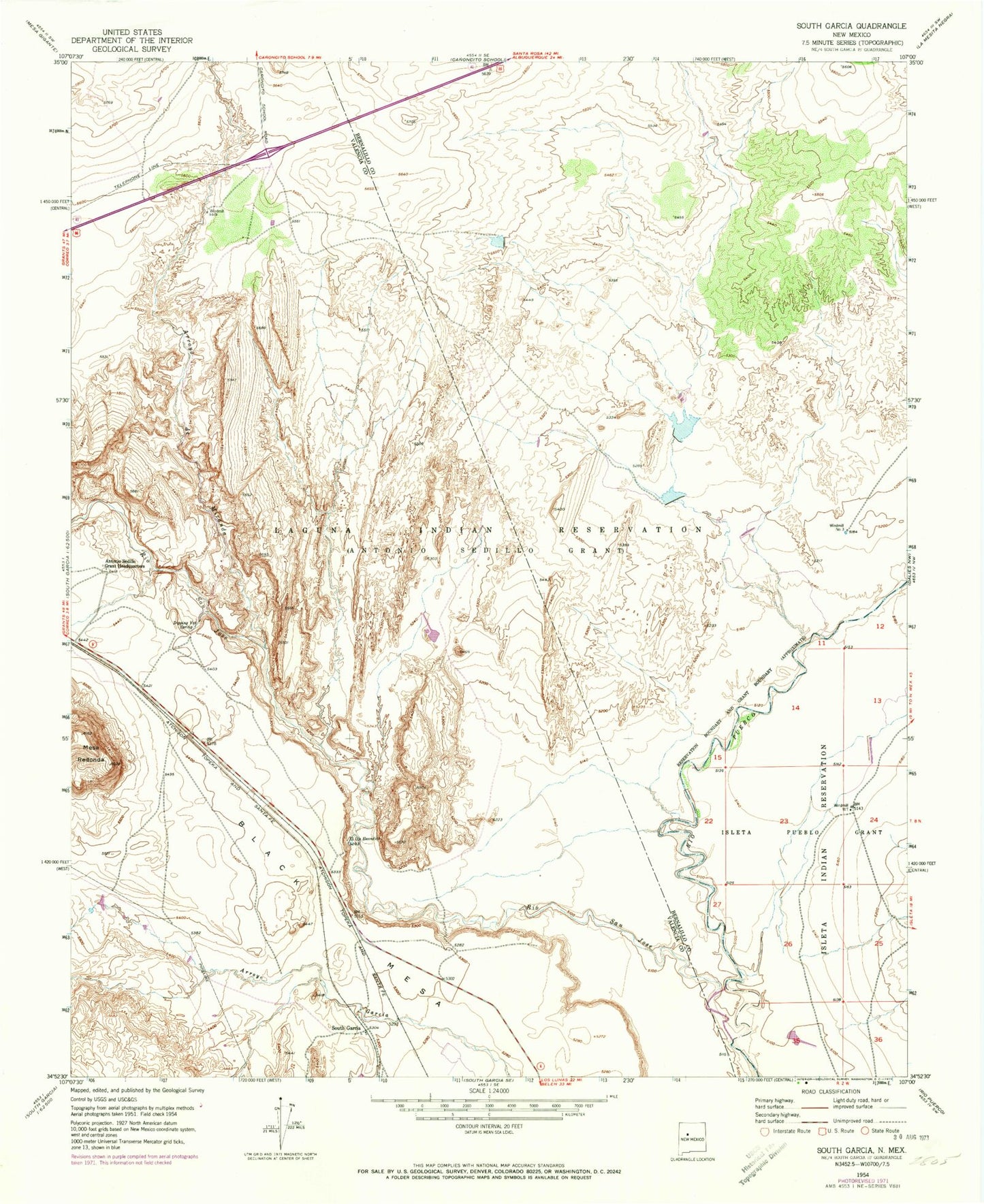 Classic USGS South Garcia New Mexico 7.5'x7.5' Topo Map Image