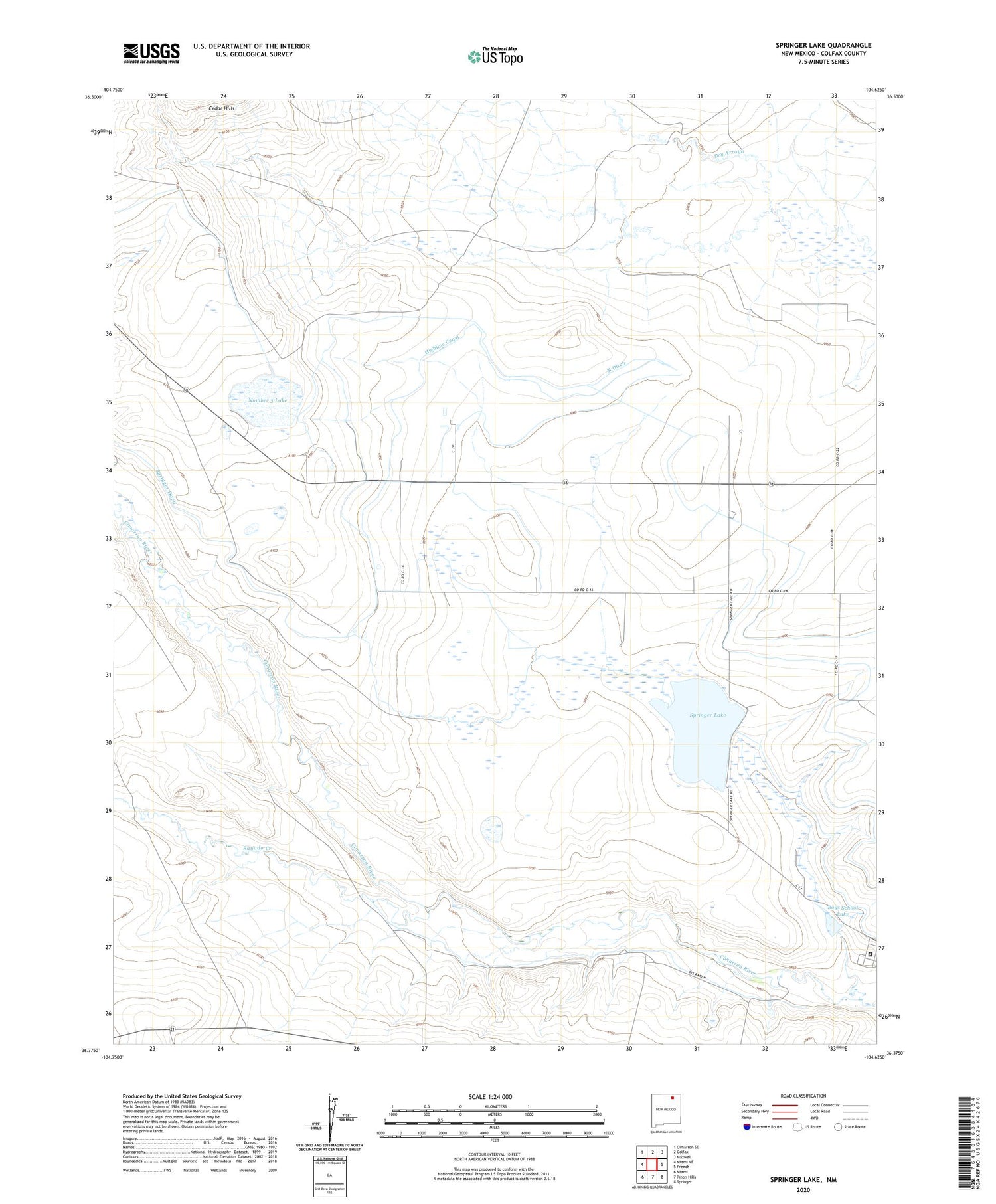Springer Lake New Mexico US Topo Map Image