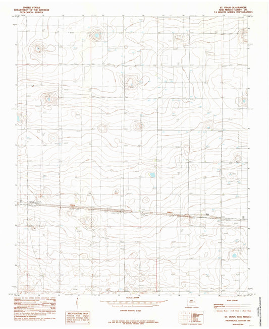 Classic USGS Saint Vrain New Mexico 7.5'x7.5' Topo Map Image