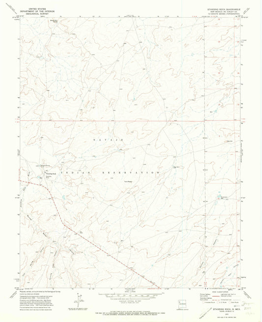 Classic USGS Standing Rock New Mexico 7.5'x7.5' Topo Map Image