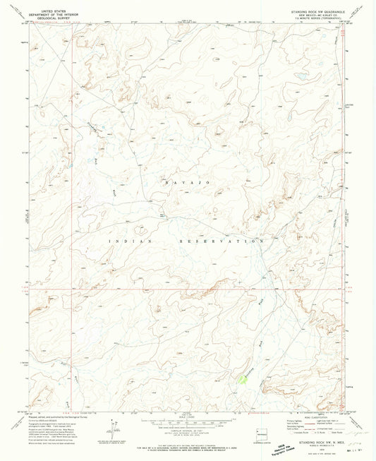 Classic USGS Standing Rock NW New Mexico 7.5'x7.5' Topo Map Image
