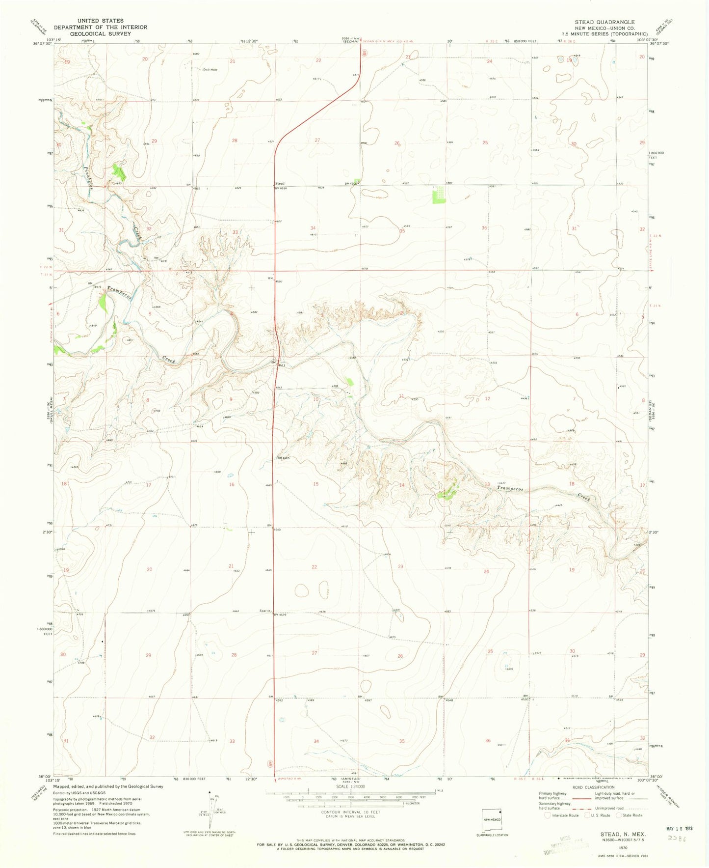 Classic USGS Stead New Mexico 7.5'x7.5' Topo Map Image
