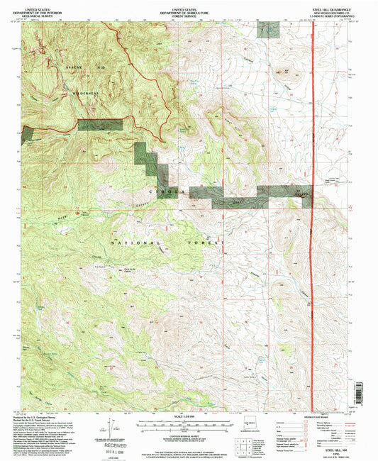 Classic USGS Steel Hill New Mexico 7.5'x7.5' Topo Map Image